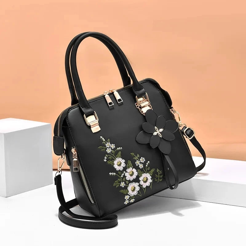 Luxury Embroidery Handbag For Women PU Leather Tassel Crossbody Bag Designer Handle Bag Brand Female Shoudler Bag bolso