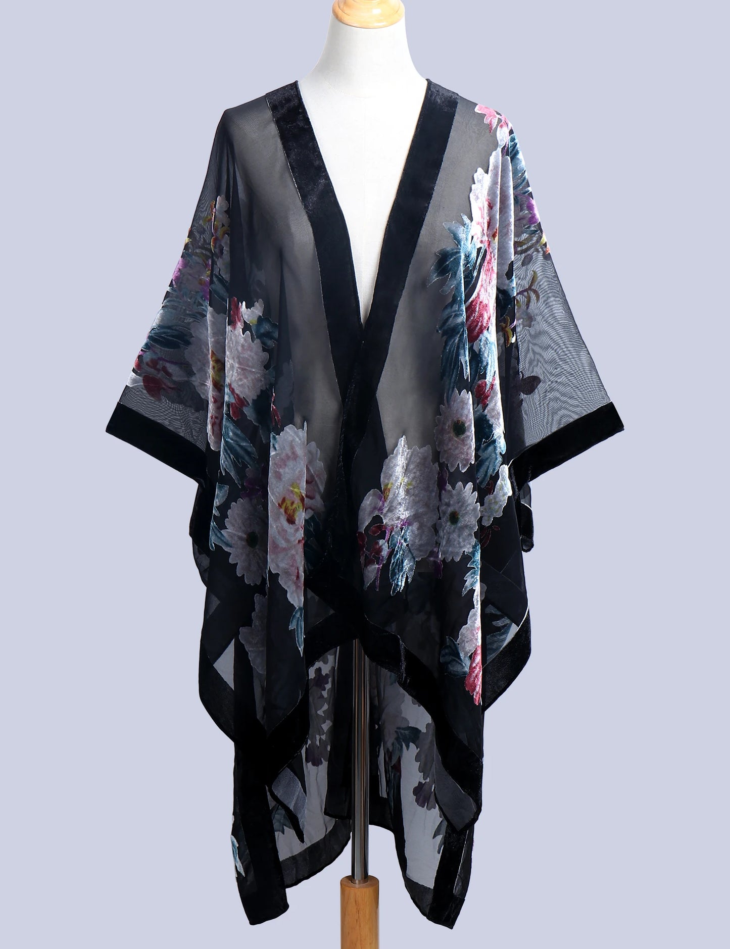 WeHello Bohemian burnt plush kimono Women's long Purple Tassel Beach Cover-up Holiday Casual Cardigan Shawl JYPF-20