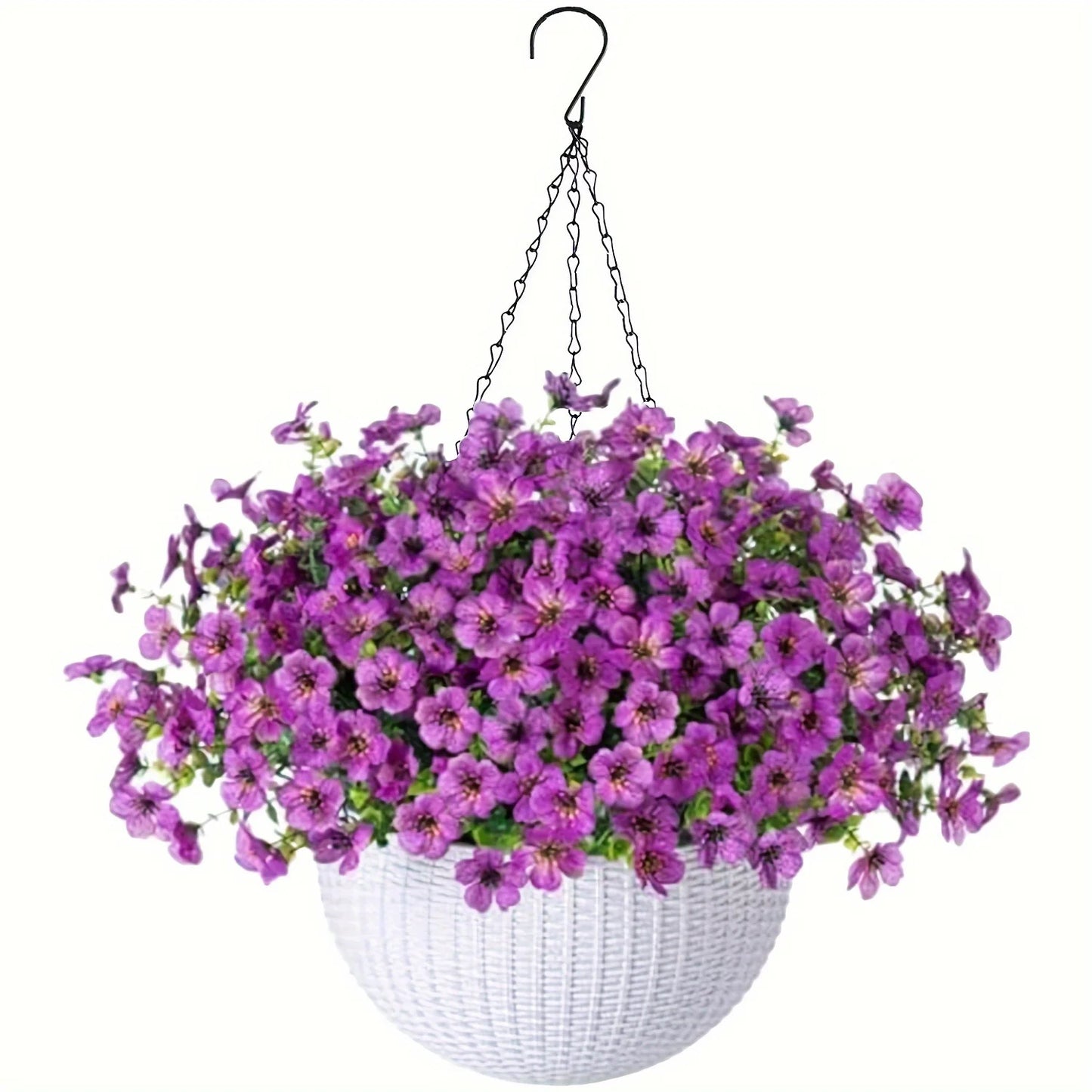 Fake Hanging Flowers With Basket -Artificial Flowers, Outdoor/Indoor Patio Lawn Decor, Artificial Hanging Plants For Wall, , Roo