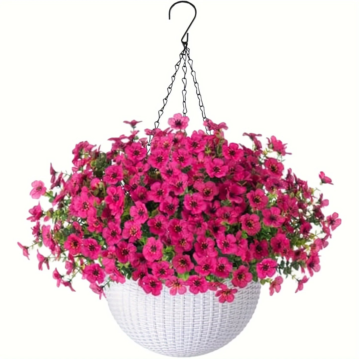 Fake Hanging Flowers With Basket -Artificial Flowers, Outdoor/Indoor Patio Lawn Decor, Artificial Hanging Plants For Wall, , Roo