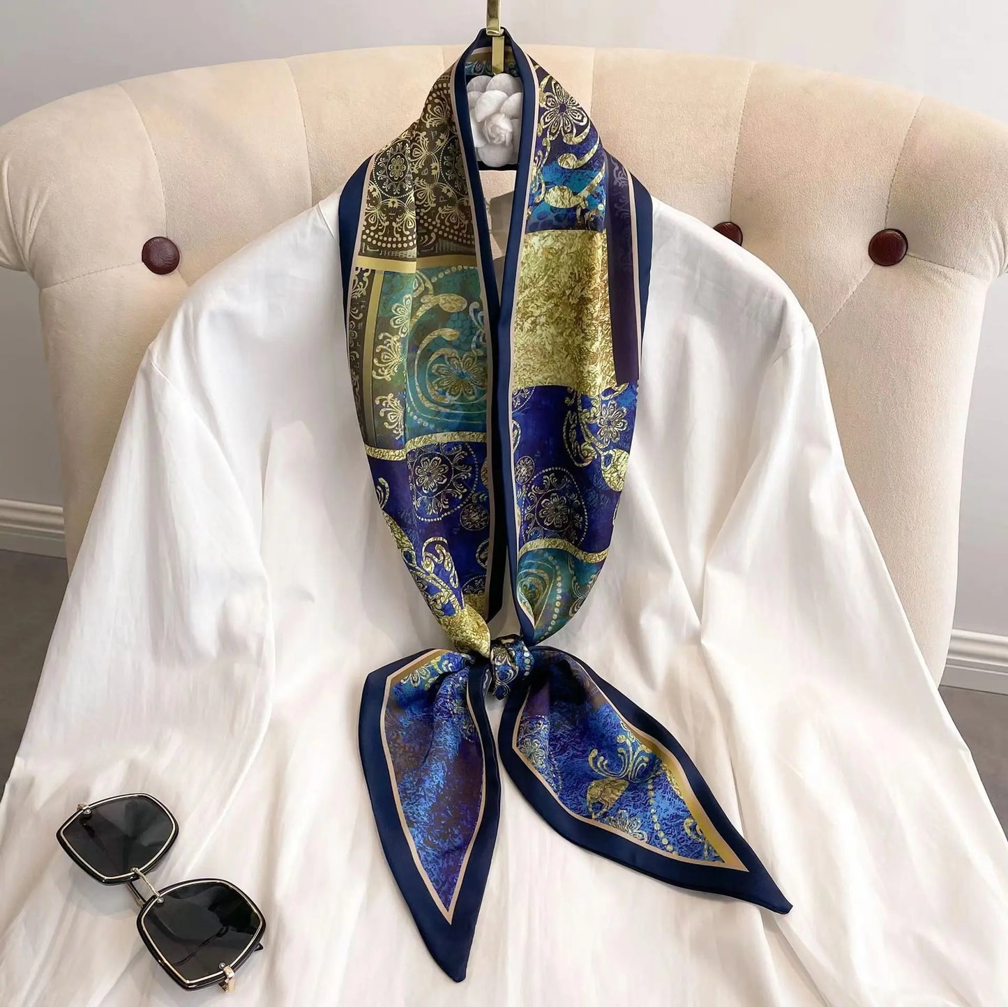 New Long Silk Scarf Women Luxury Paisley Print Headband Soft Satin Scarves Hands Bag Ribbon Foulard Hijab Neckerchief Headband