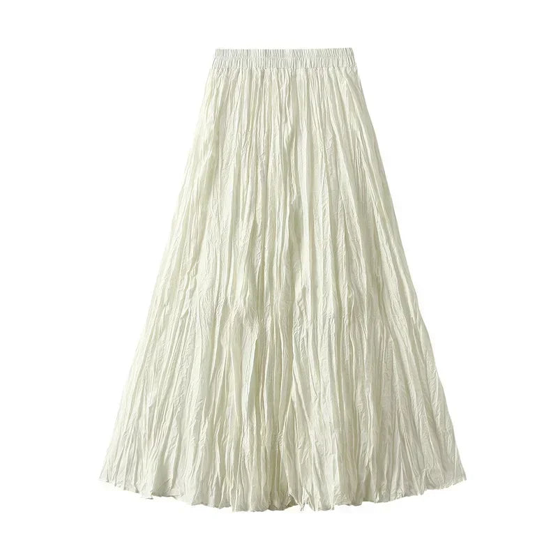 Light Luxury Irregular Slimming Pleated A-line Skirt for Women High Waist Solid Color Loose Fashion Skirts Casual Spring New