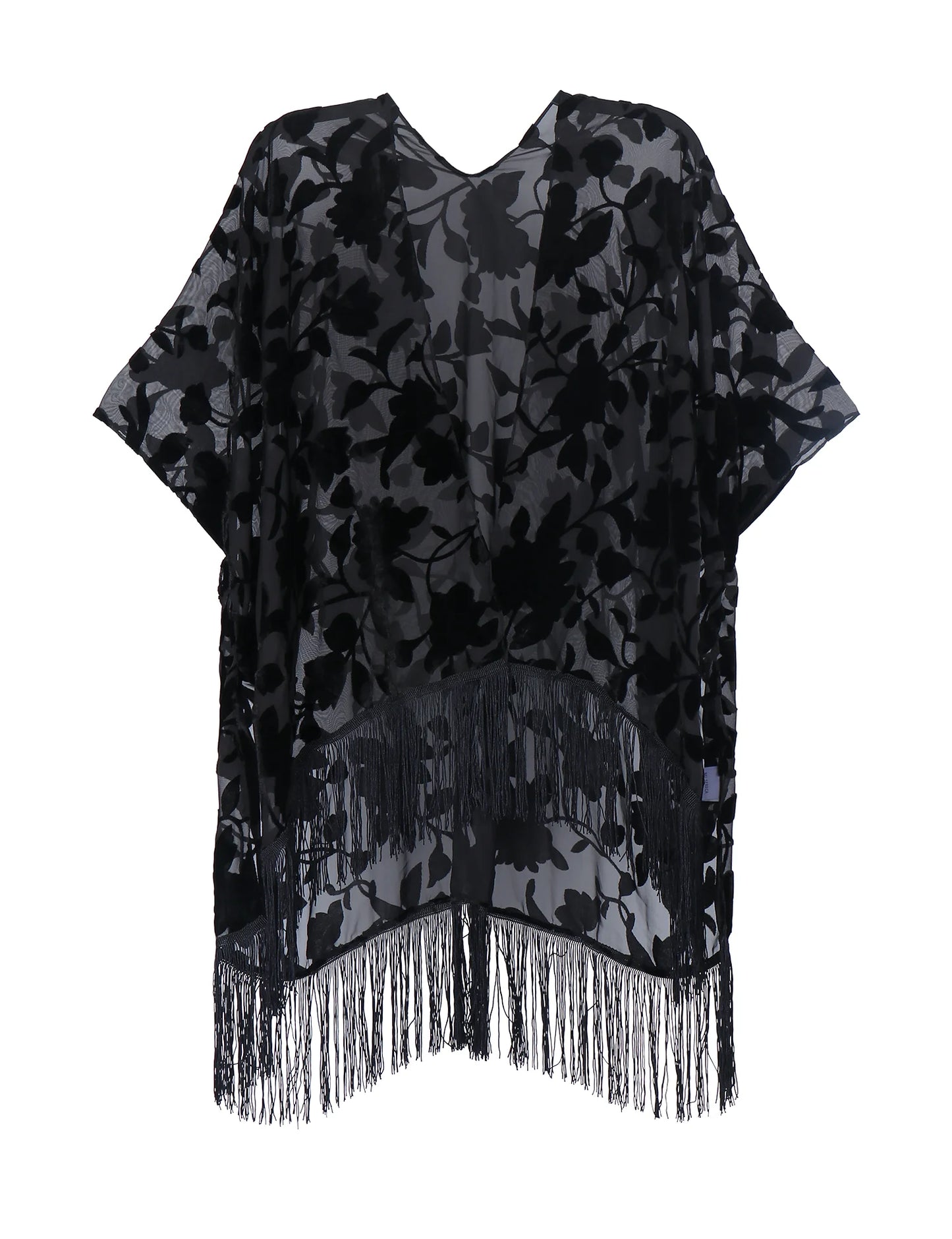 WeHello Bohemian burnt plush kimono Women's long Purple Tassel Beach Cover-up Holiday Casual Cardigan Shawl JYPF-20