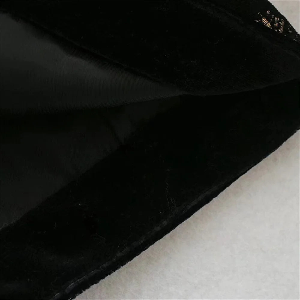 Zarb Spring/Summer New Women's Fashion and Versatile Slim Fit Trendy Palace Embroidered Velvet Coat