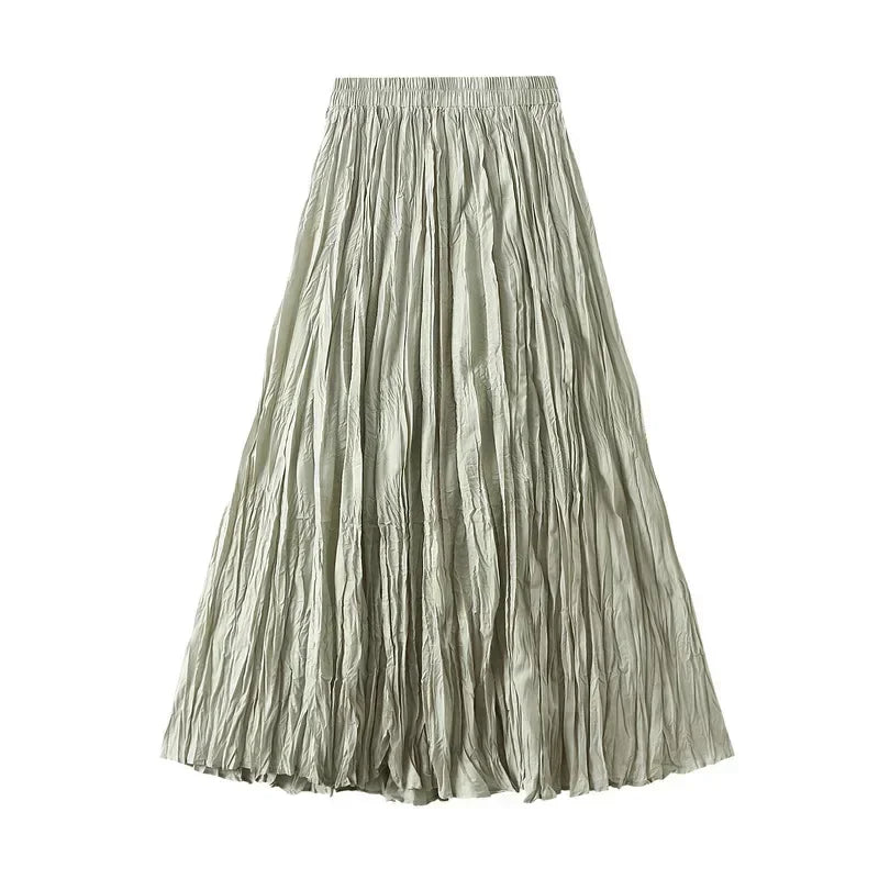 Light Luxury Irregular Slimming Pleated A-line Skirt for Women High Waist Solid Color Loose Fashion Skirts Casual Spring New
