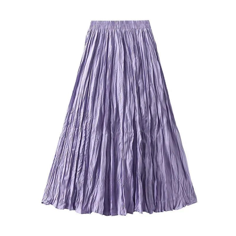 Light Luxury Irregular Slimming Pleated A-line Skirt for Women High Waist Solid Color Loose Fashion Skirts Casual Spring New