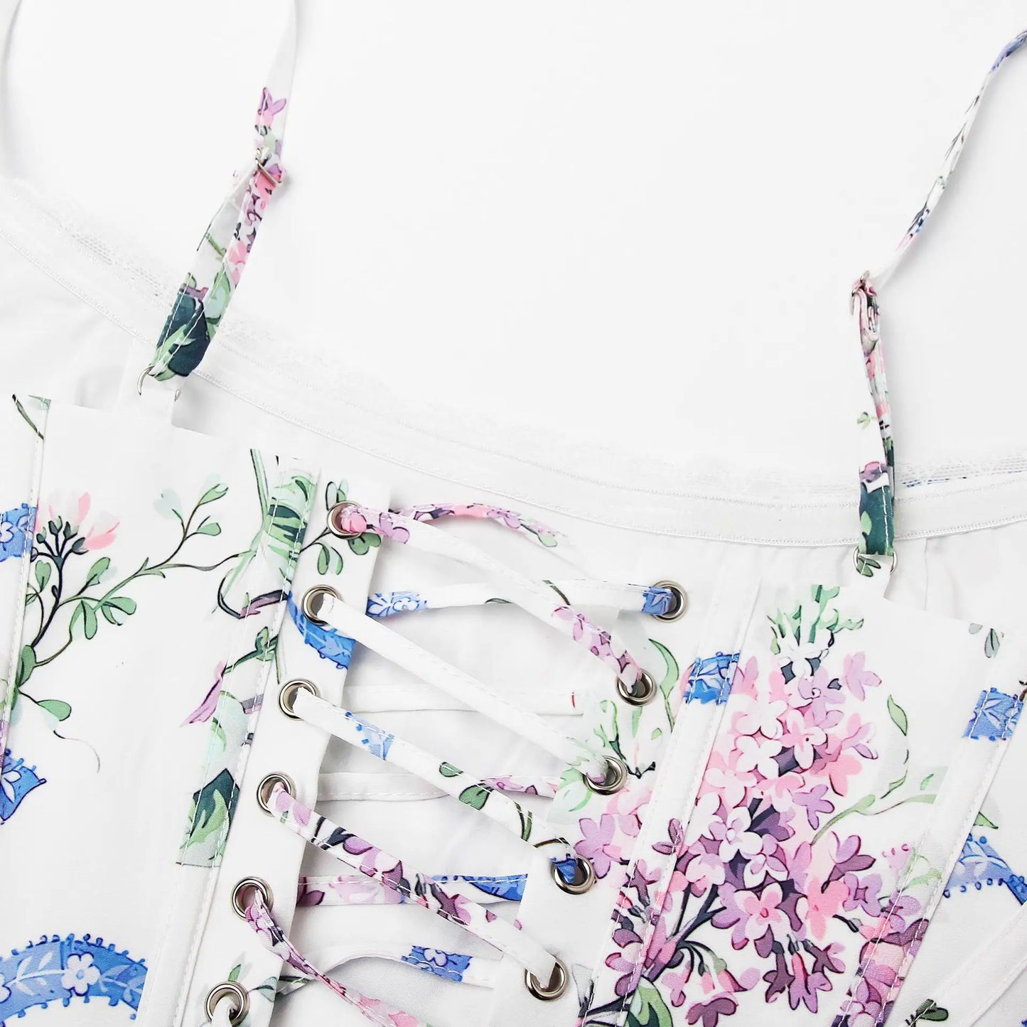 Mingmingxi Summer Corset Top Women 2025 New Arrivals Sexy Cropped Top Short Floral Print Lace Up Camis