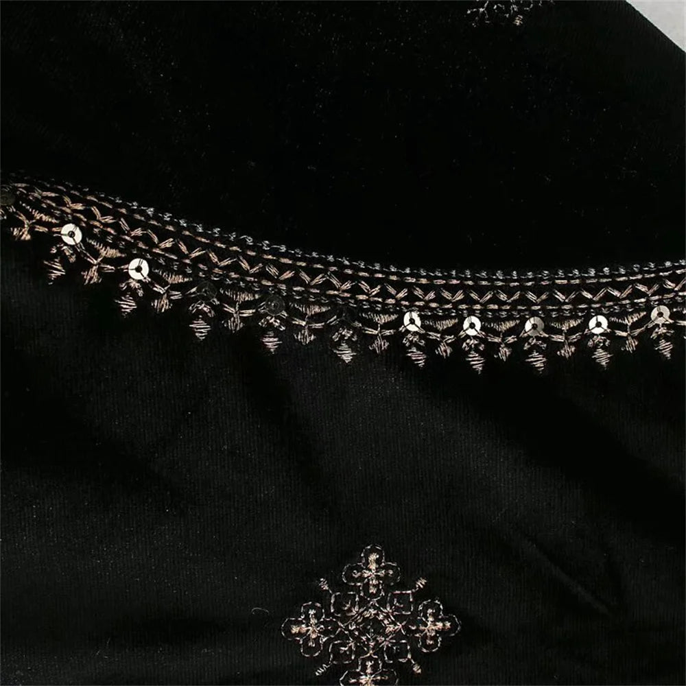 Zarb Spring/Summer New Women's Fashion and Versatile Slim Fit Trendy Palace Embroidered Velvet Coat