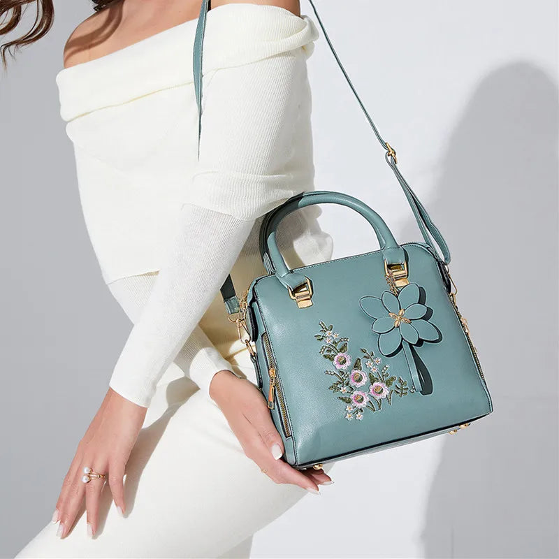 Luxury Embroidery Handbag For Women PU Leather Tassel Crossbody Bag Designer Handle Bag Brand Female Shoudler Bag bolso