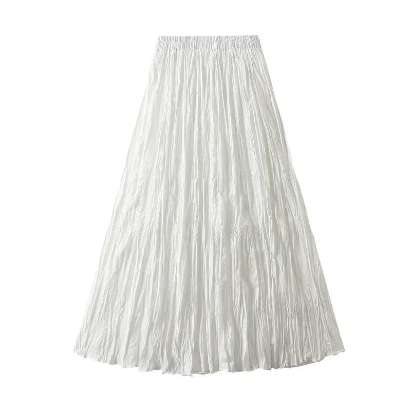 Light Luxury Irregular Slimming Pleated A-line Skirt for Women High Waist Solid Color Loose Fashion Skirts Casual Spring New