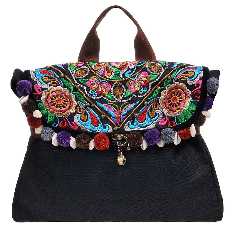 Original Ethnic Style Embroidery Bag Retro Tibetan Styl College Literary Canvas Bag Shoulder Bag Messenger Bag