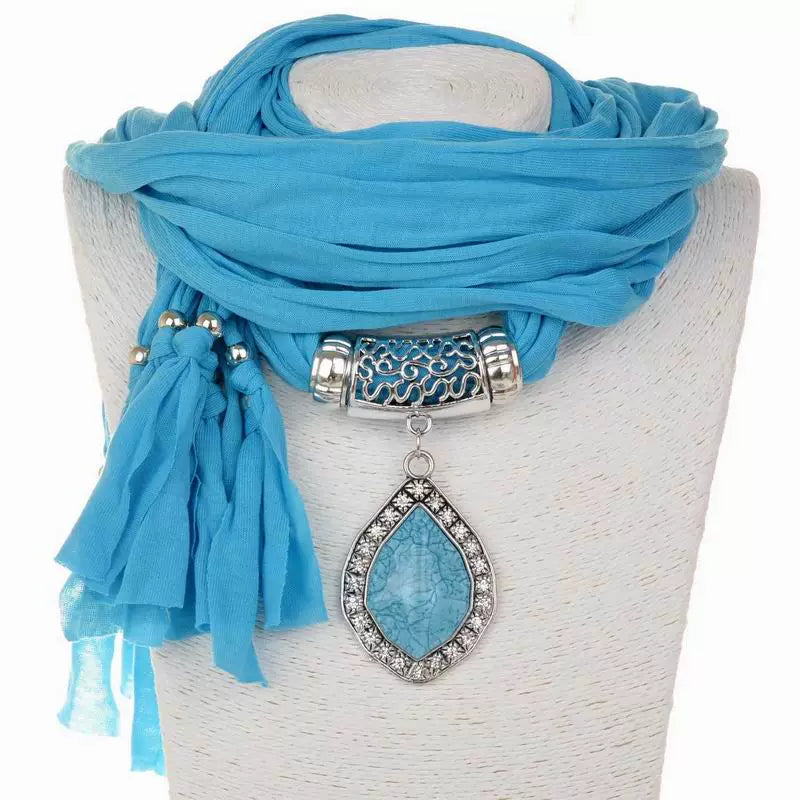 Alloy Jewelry Scarf, Pendant Scarf, Polyester Sweat Cloth 180x40 Women's Autumn and Winter Scarf