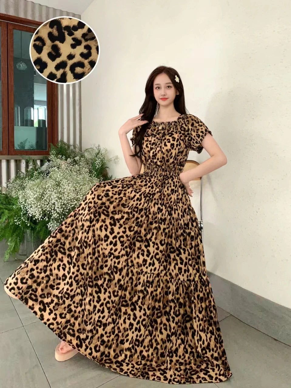 THHONE Vestidos Robe Maxi Long Dress Women Summer Indian Clothes Bohemian Cotton Linen Floral Short Sleeve Korean Style Casual