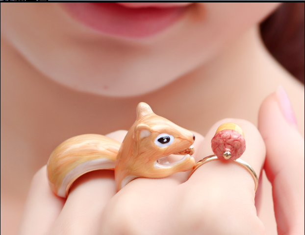 Lovely Animal design 3-piece enamel ring set