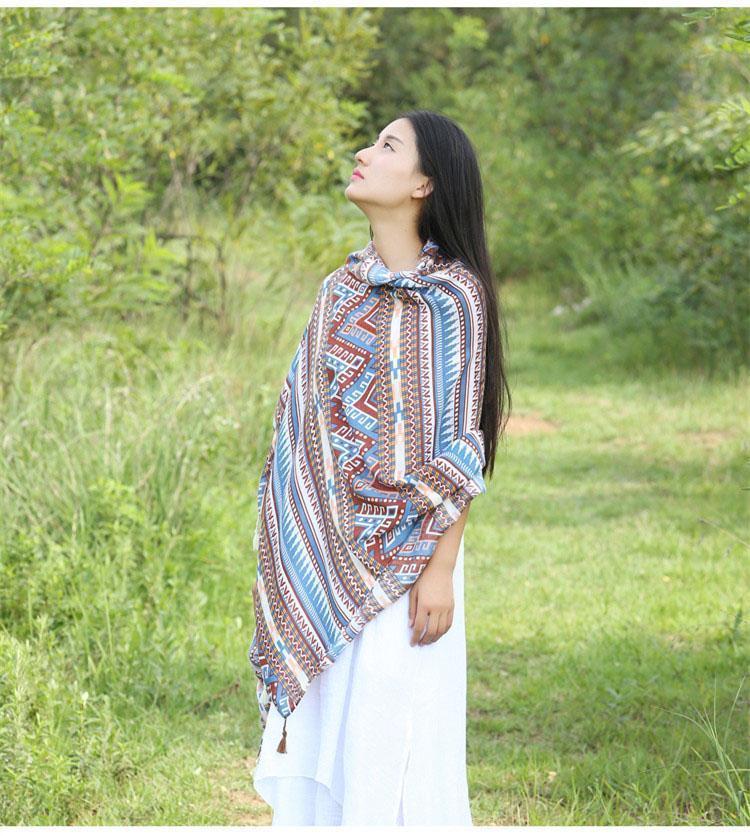 Vintage Bohemia Tassel Beach Sun Protection Shawls Air Conditioning Scarfs