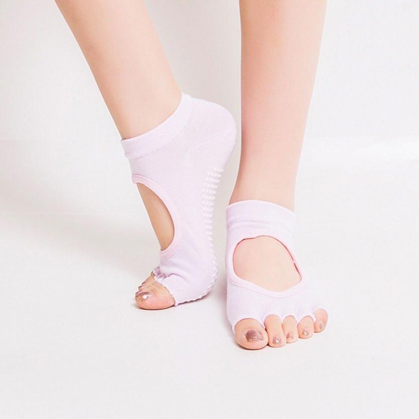 10 Colors Women Yoga Backless Five Toe Anti-Slip Ankle Grip Socks Dots Pilates Fitness Gym Socks Ladies Sports Socks