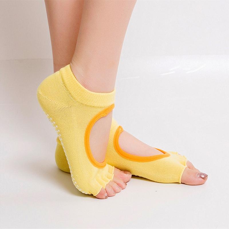 10 Colors Women Yoga Backless Five Toe Anti-Slip Ankle Grip Socks Dots Pilates Fitness Gym Socks Ladies Sports Socks