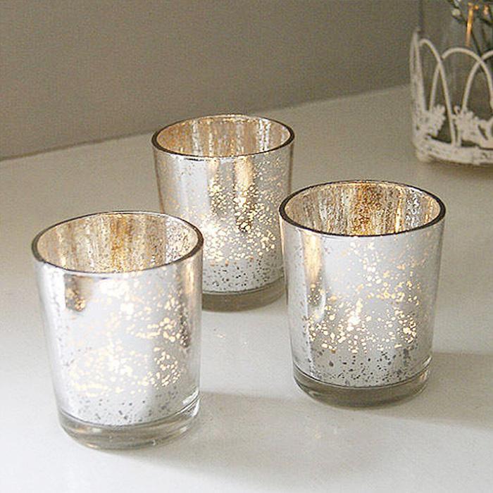 2 color glass candle holder Xmas Christmas party