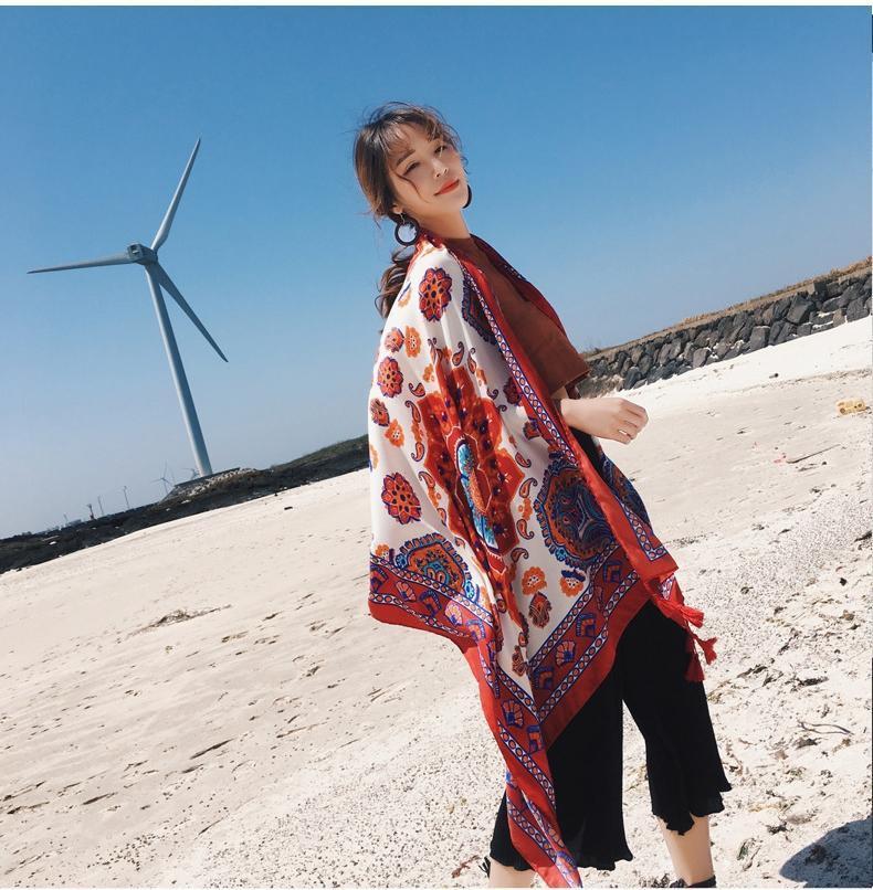 Bohemian Sun Flower Beach Towel Sunscreen Shawl Scarf