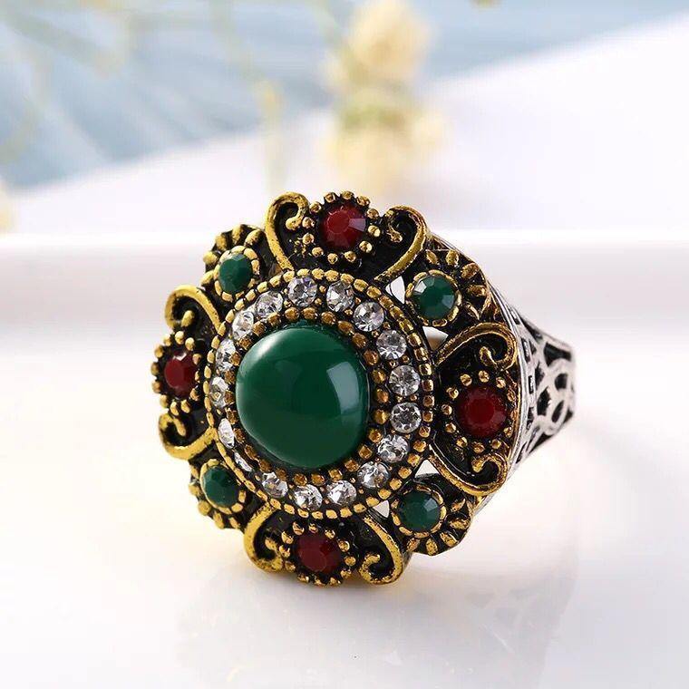 Unique Vintage Wedding Turkey Crystal Jewelry Rhinestone Ring - hiblings