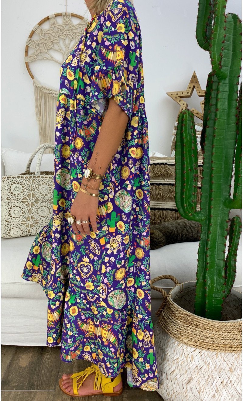 New print loose ruffled long skirt
