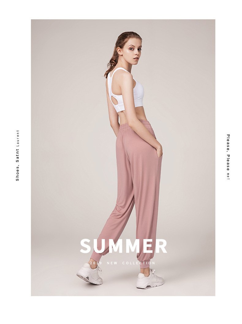 Quick drying loose fit slim sweatpants women's legged running fitness solid color pocket high waist casual Yoga Pants