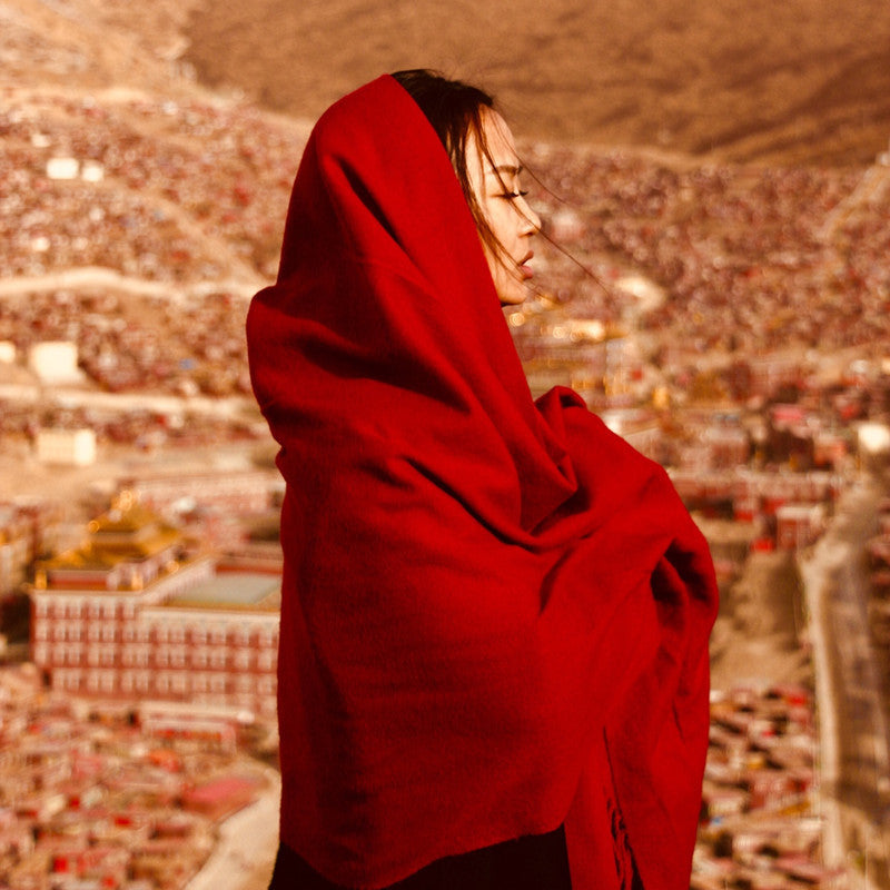 Warm Red Shawl Red Scarf National Wind Oversized Scarf