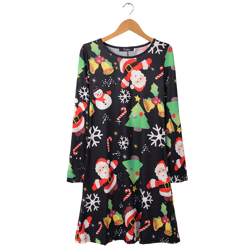 Printed Christmas Dress Dress