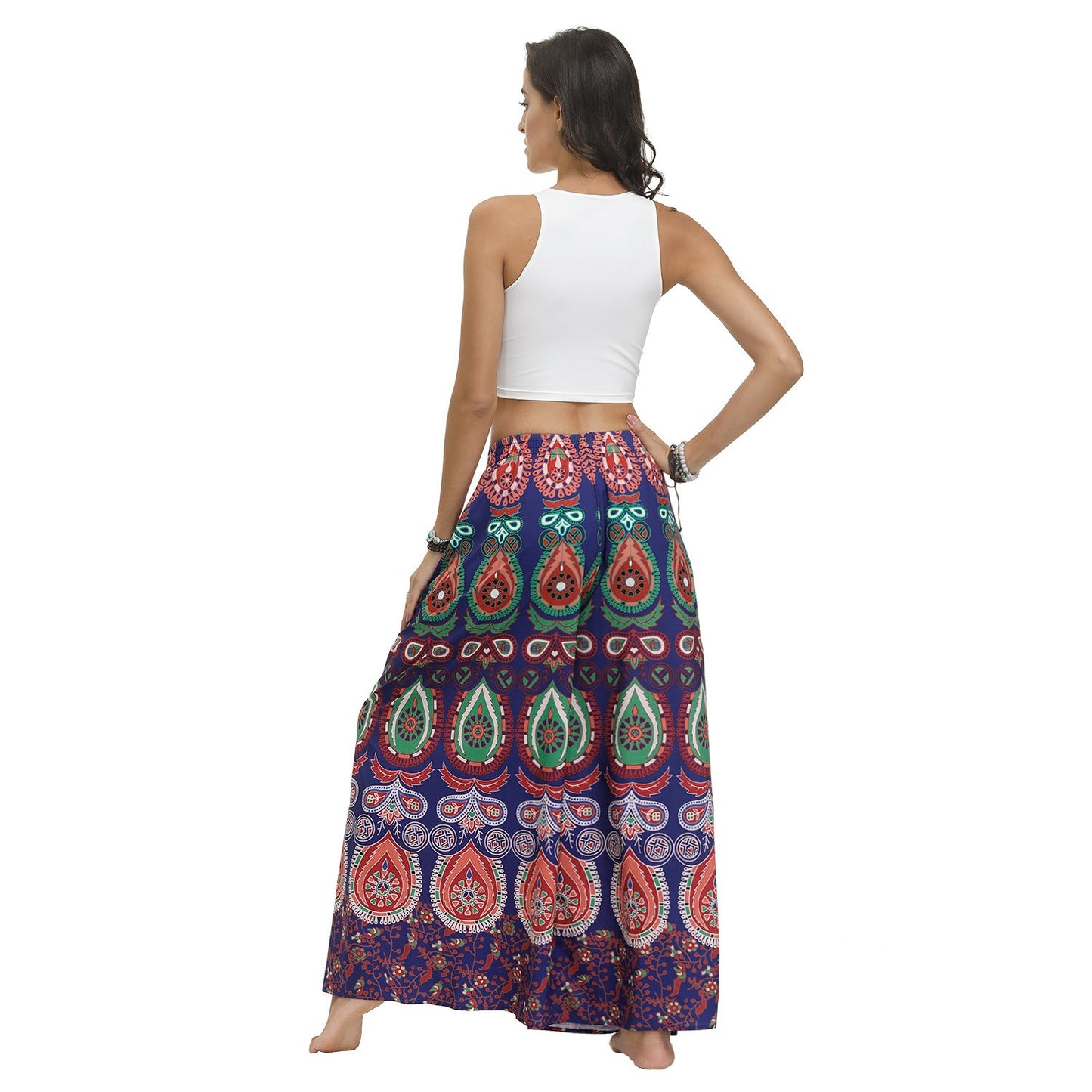 New Ethnic Style Casual All-match Wide-leg Pants with Waist Loose Pants