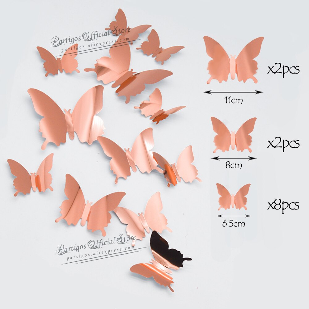 12Pcs 4D Hollow Vlinder Muur Sticker Diy Home Decoratie Muurstickers Bruiloft Bruiloft Decors Vlinder Kinderkamer Decors