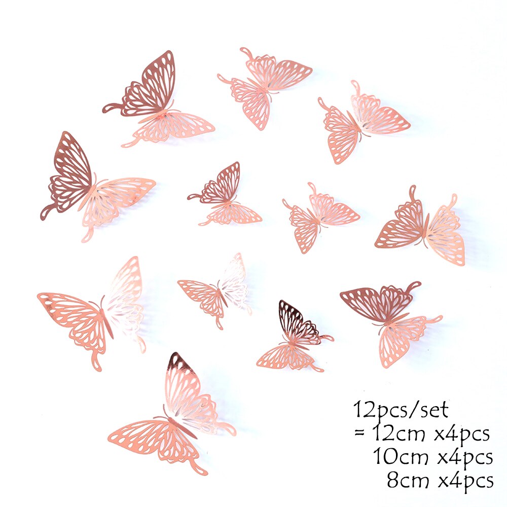 12Pcs 4D Hollow Vlinder Muur Sticker Diy Home Decoratie Muurstickers Bruiloft Bruiloft Decors Vlinder Kinderkamer Decors