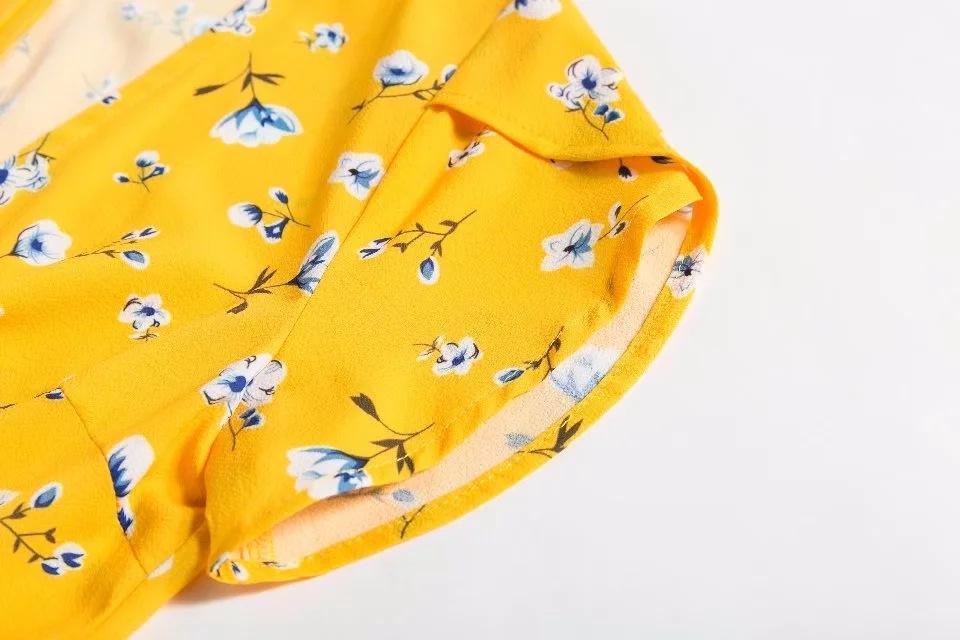 2018 Print V Neck Short Sleeve Mini Dress