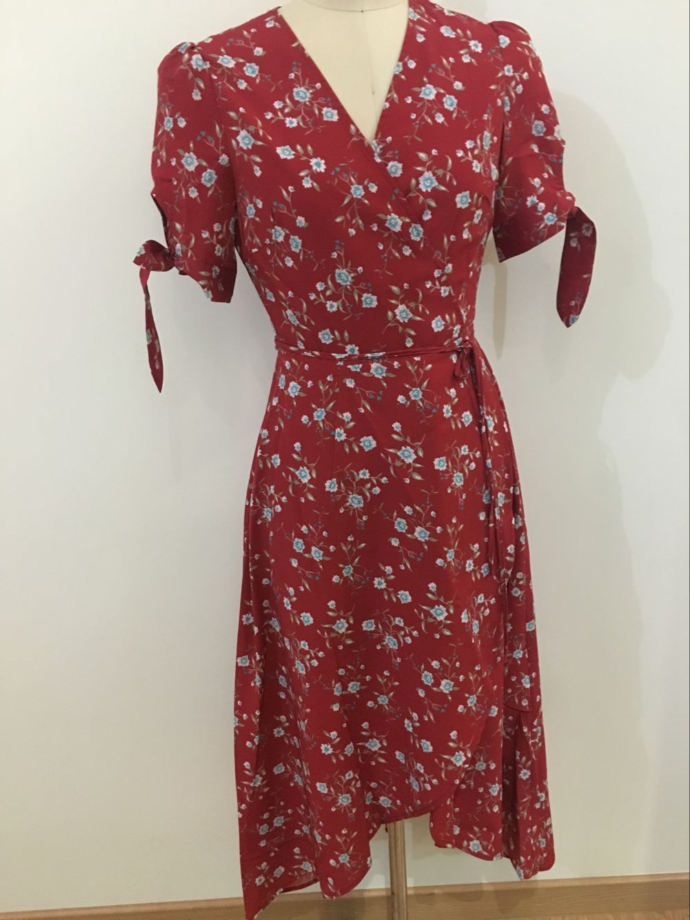 V-NECK HALF-SLEEVE FLORAL BOHO LONG DRESS