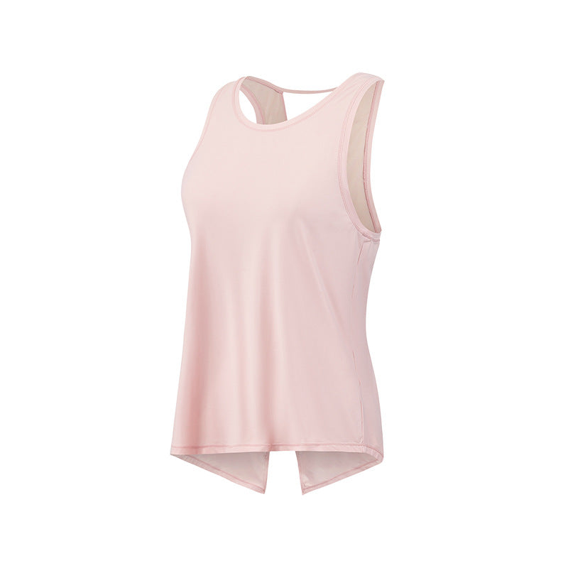 Quick-dry mesh yoga gym hoodie loose breathable running sports vest sleeveless T-shirt