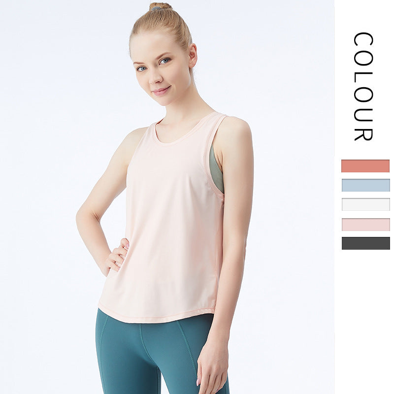 Quick-dry mesh yoga gym hoodie loose breathable running sports vest sleeveless T-shirt