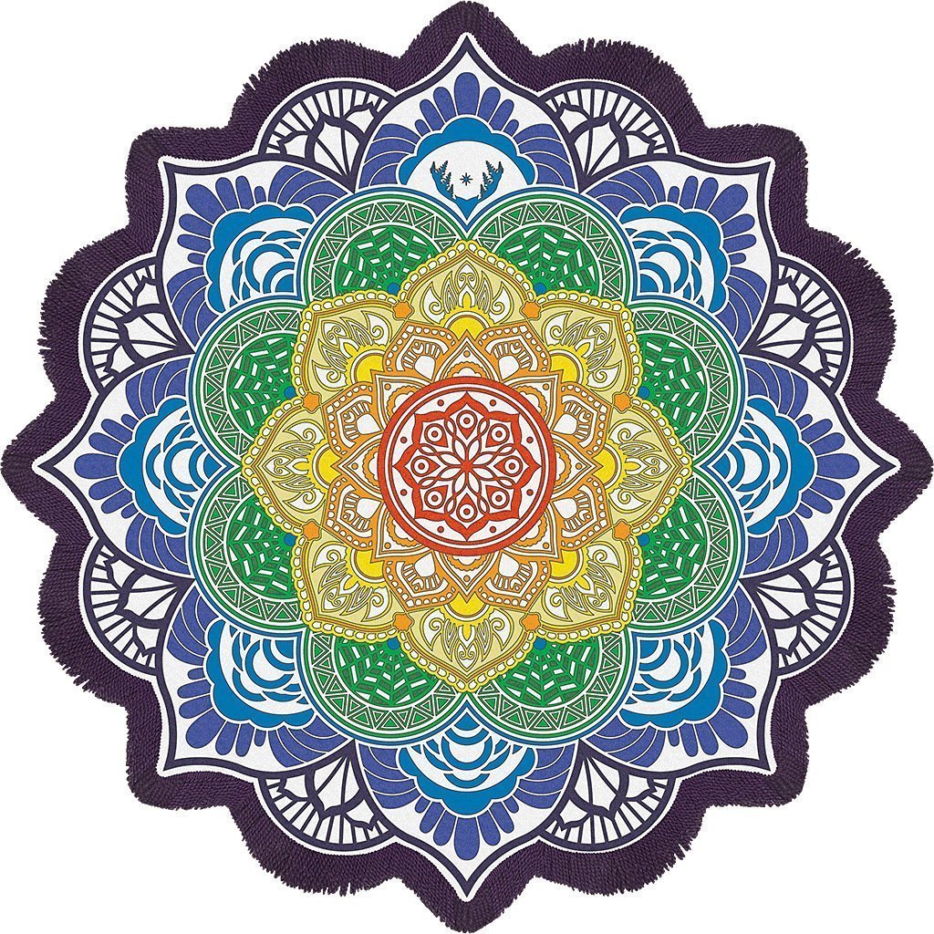 Lotus Printing Fringed Beach Towel Sun Shawl Variety Scarf Yoga Cushion Mat