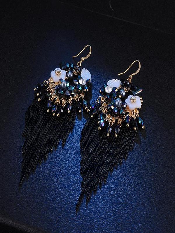 Fringed Vintage Bohemian Ethnic Style Crystal Earrings