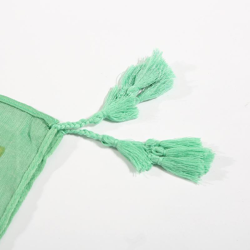 Green Rectangle National Style Vacation Printing Sunscreen Scarf Shawl Beach Towel