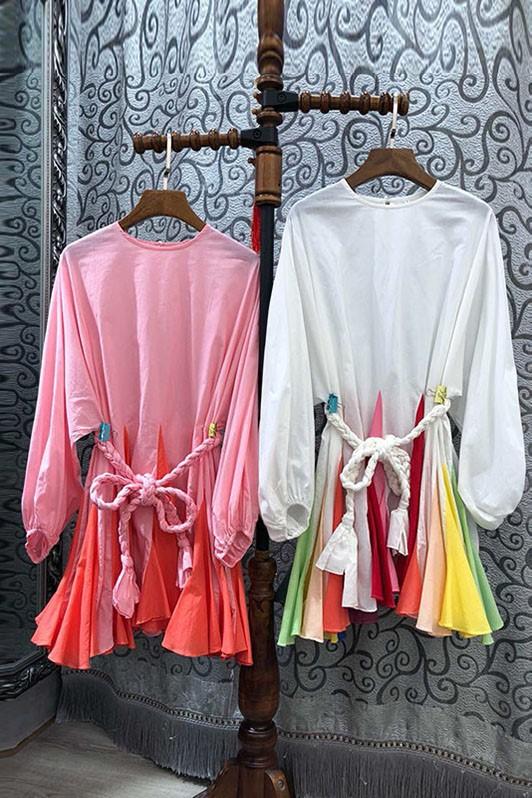 Color Stitching Ethnic Mini Dress