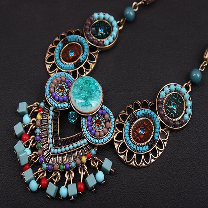 Vintage Bohemian Handmade Beaded Necklace Women's Multilayered Color Clothing Accessories Necklace - emogogo