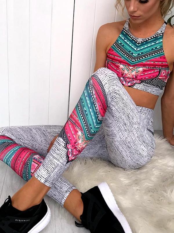 Printed Yoga Fitness Leggings Set