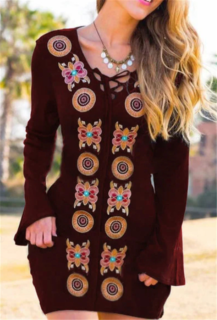 Summer Floral Embroidery Sweet Bag Hip Skirt