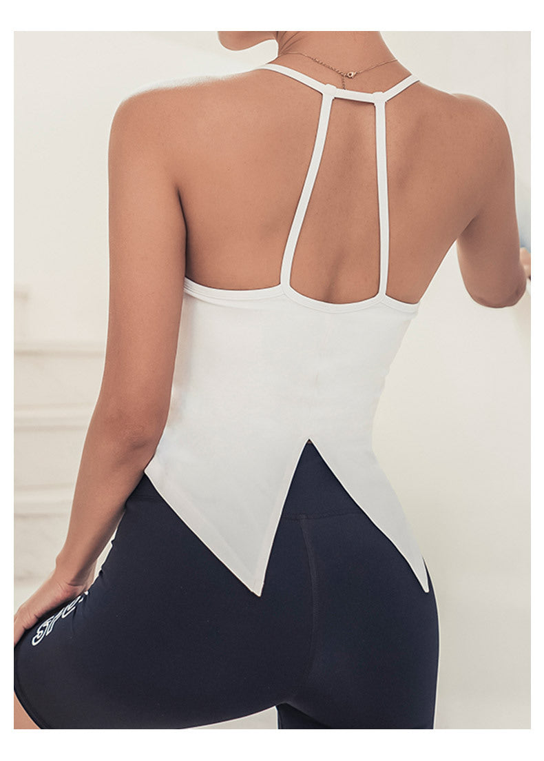 Solid color Yoga Top with Bra Pad Autumn and Winter New Yoga T-shirt Women Slim Fit Fitness Vest Breathable Sweat Sports Top with Bra Pad