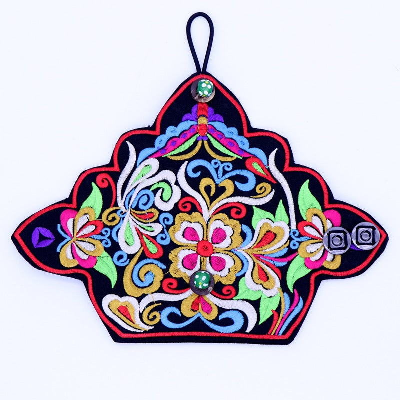 Ethnic style embroidery triangle bracelet warm fingerless gloves retro style embroidery trend