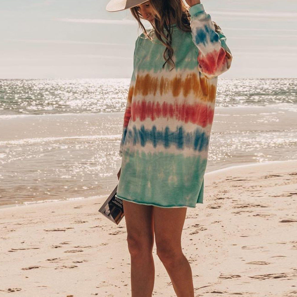 Summer New Tie-dye Printing Casual Women's Mini Dress