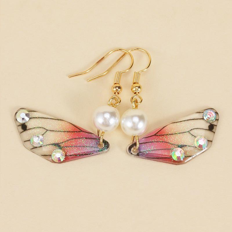Retro temperament butterfly wings long bridal earrings ladies fashion animal earrings simulation earrings
