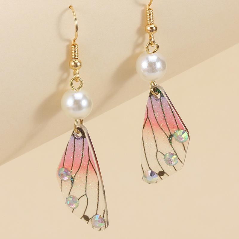 Retro temperament butterfly wings long bridal earrings ladies fashion animal earrings simulation earrings