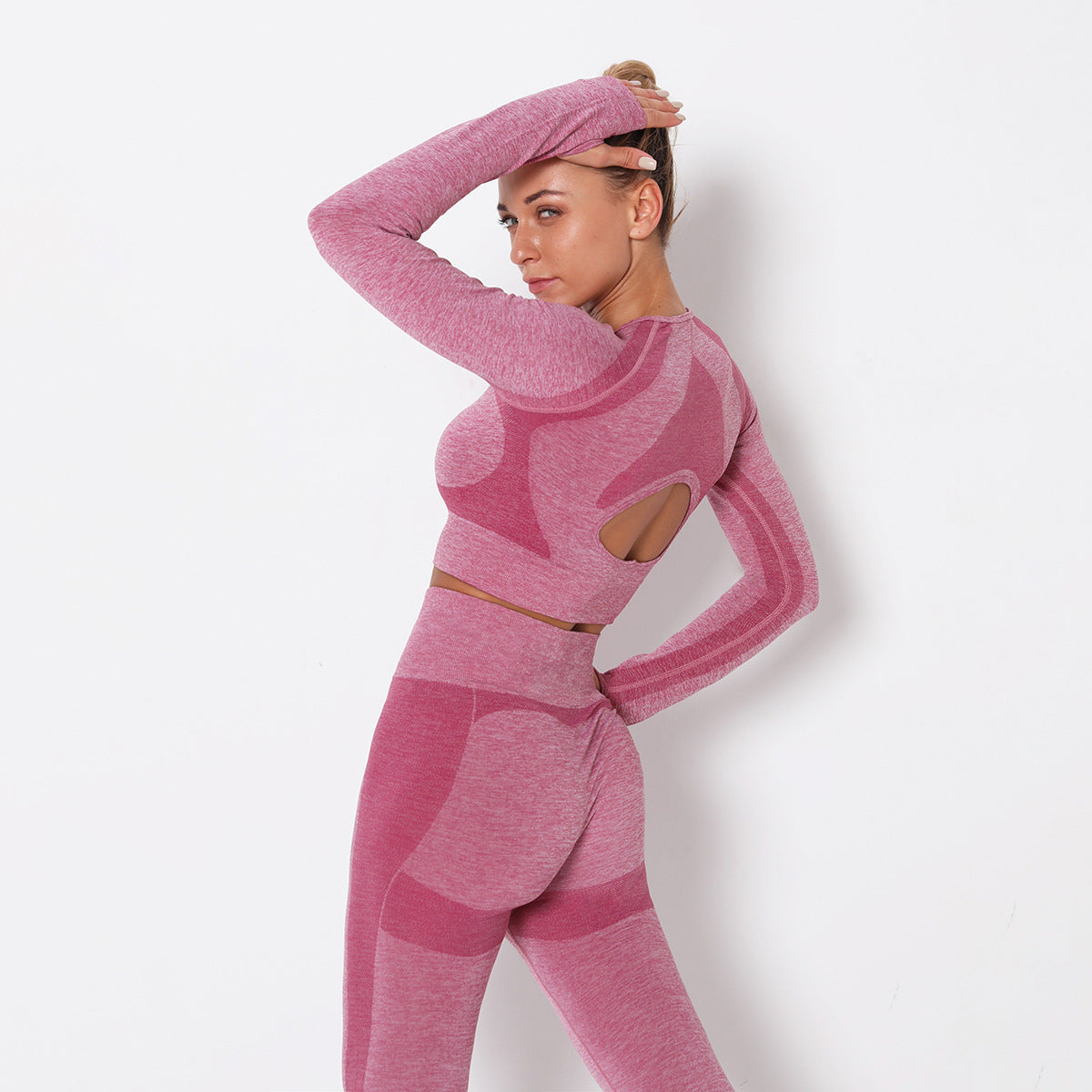 Sexy open navel top women's tight quick dry exercise long sleeve running fitness yoga suit breathable T-shirt