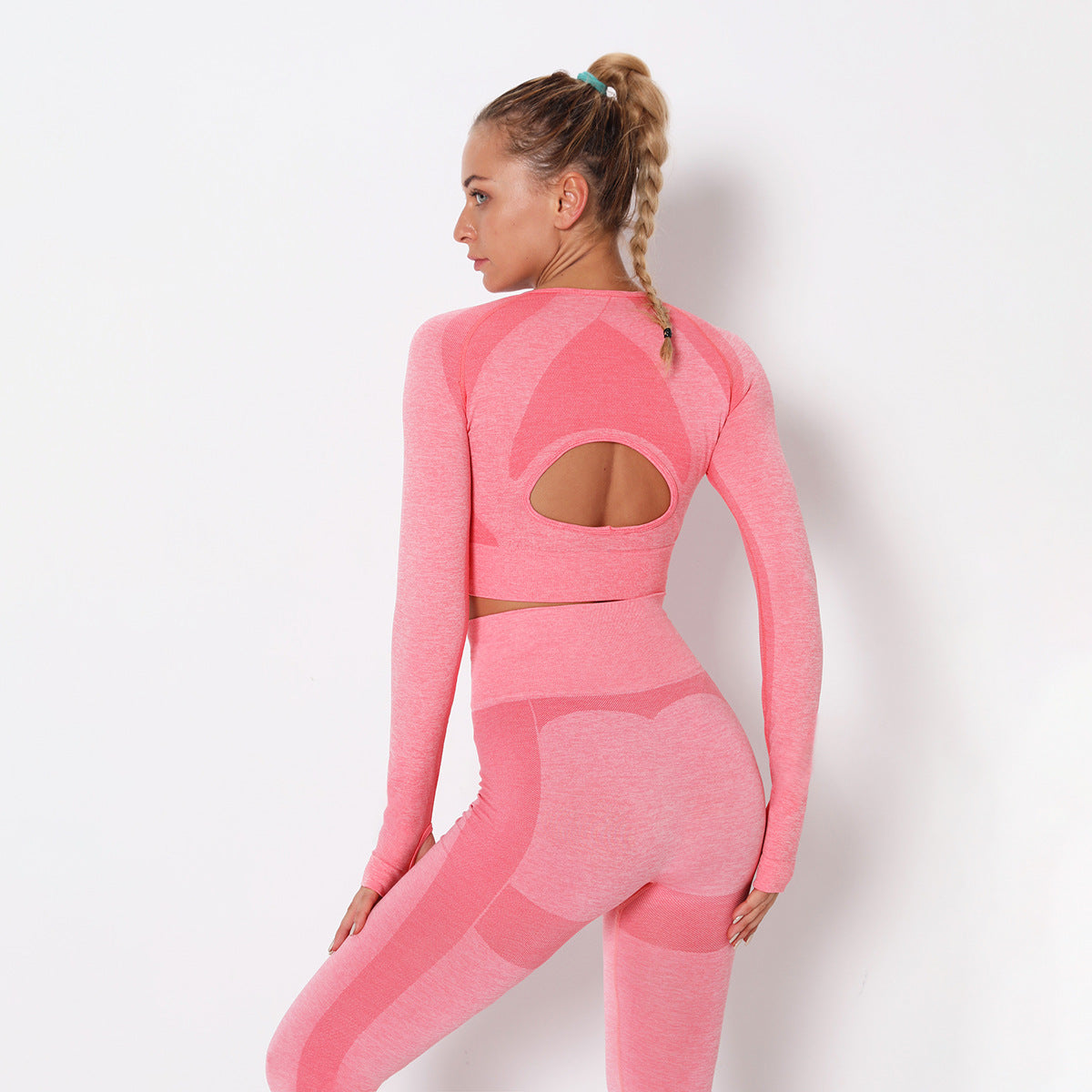 Sexy open navel top women's tight quick dry exercise long sleeve running fitness yoga suit breathable T-shirt