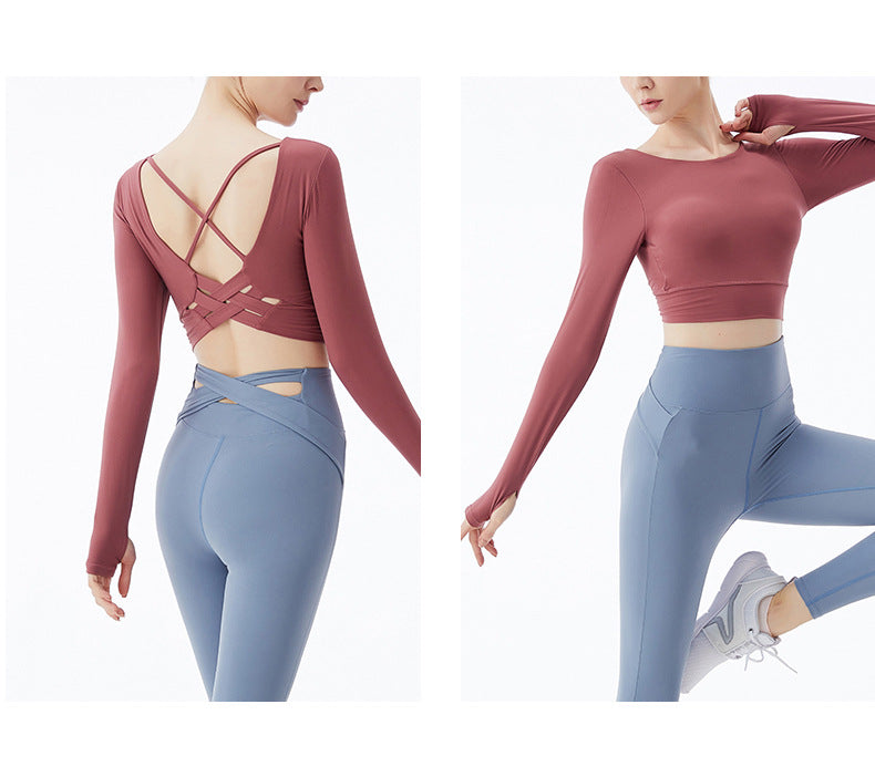 Spring and Summer Fitness Yoga Suit Women Moisture Absorption Sweat Pure T Shirt Temperament High Elastic Breathable Sportswear Women